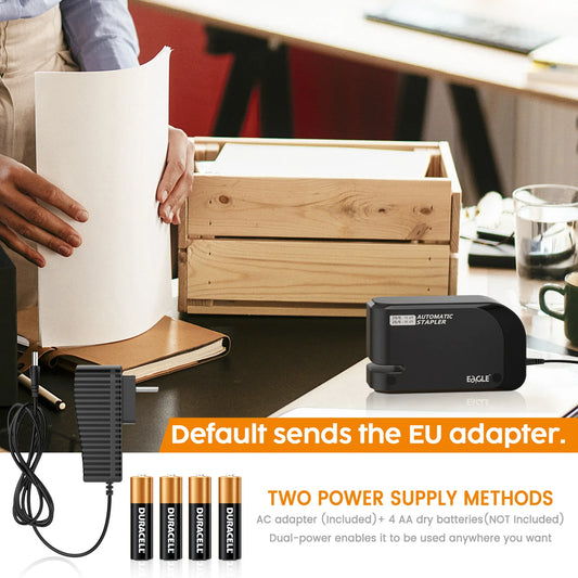 EAGLE automatic electric Stapler, With free 2000 staples, 20-sheet capacity, Dual power supply, office,school binding supplies