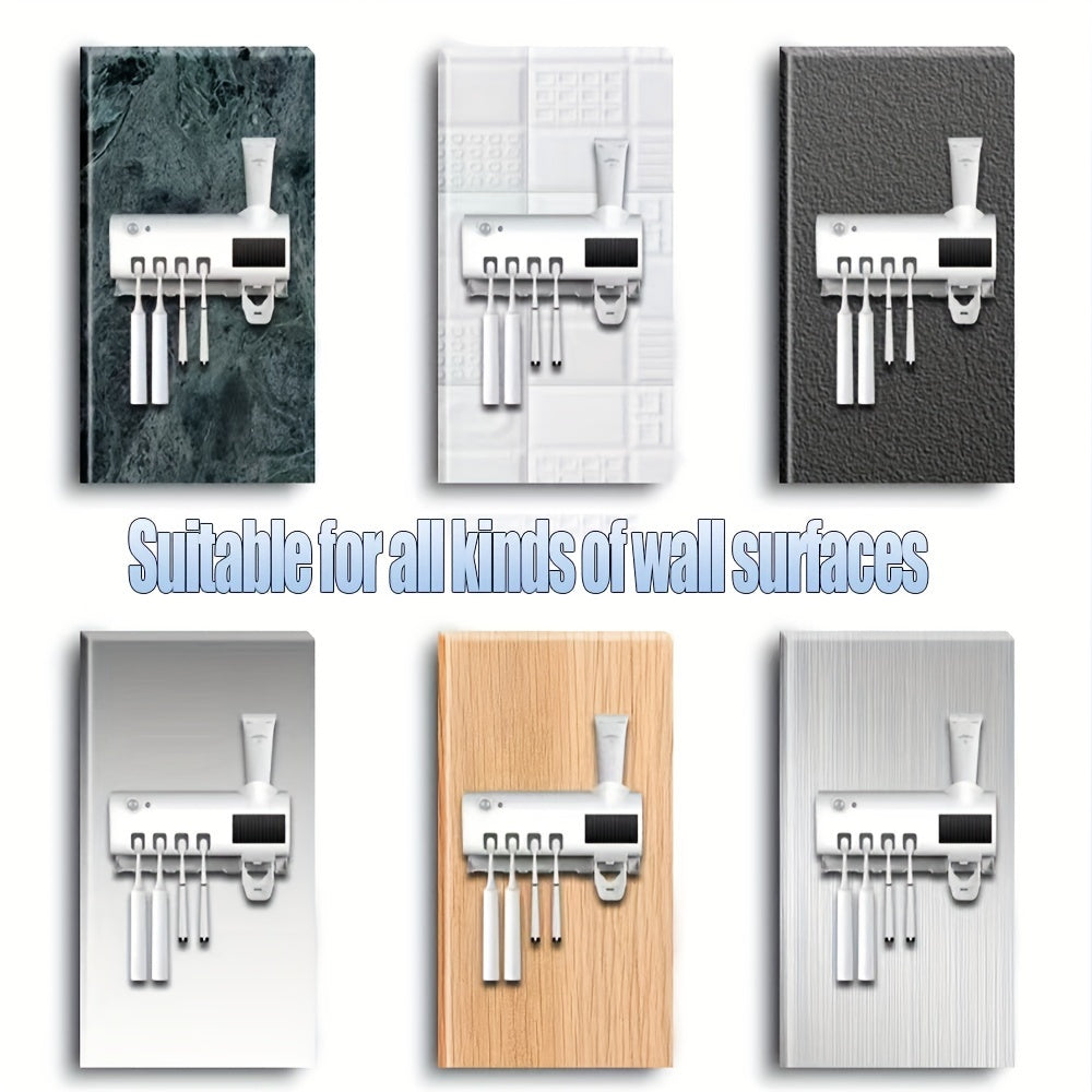 Toothbrush Sanitizer Holder, Intelligent UV With Squeezing Toothpaste Device, Wall Mounted UV Toothbrush Sanitizer Holder, Bathroom Toothbrush Sanitizer, Intelligent Toothbrush Sanitizer father's day gift