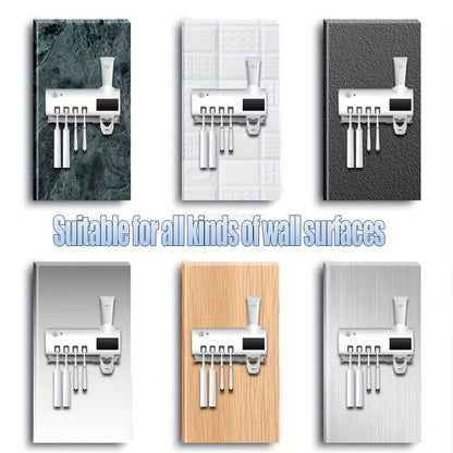 Toothbrush Sanitizer Holder, Intelligent UV With Squeezing Toothpaste Device, Wall Mounted UV Toothbrush Sanitizer Holder, Bathroom Toothbrush Sanitizer, Intelligent Toothbrush Sanitizer father's day gift