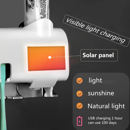 Toothbrush Sanitizer Holder, Intelligent UV With Squeezing Toothpaste Device, Wall Mounted UV Toothbrush Sanitizer Holder, Bathroom Toothbrush Sanitizer, Intelligent Toothbrush Sanitizer father's day gift