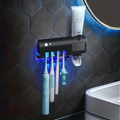 Toothbrush Sanitizer Holder, Intelligent UV With Squeezing Toothpaste Device, Wall Mounted UV Toothbrush Sanitizer Holder, Bathroom Toothbrush Sanitizer, Intelligent Toothbrush Sanitizer father's day gift