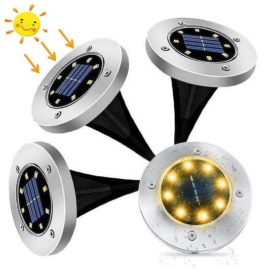 Solar Garden Floor Lamp IP65 Rated Outdoor Landscape Lighting Solar Powered with 8 LED Lights for Gardens and Outdoors