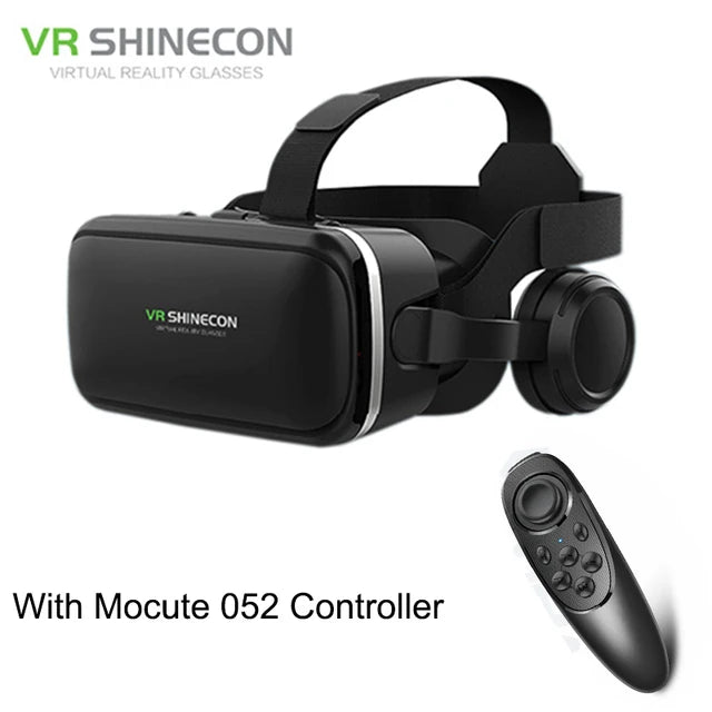 Shinecon Virtual Reality Stereo Helmet Headphone 6.0 VR Version 3D Headset with Remote Control for IOS Android