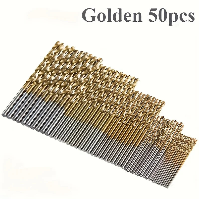 Drill Bit set - suitable for metal and wood 50 Pcs, 1-3mm high carbon steel, round shank spiral groove design, durable woodworking dr