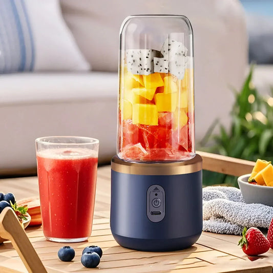 Portable Kitchen Blender 1pc USB Rechargeable - Dual-Cup ,Compact & Durable, Includes Carry Strap, Ideal for Smoothies and Breakfast