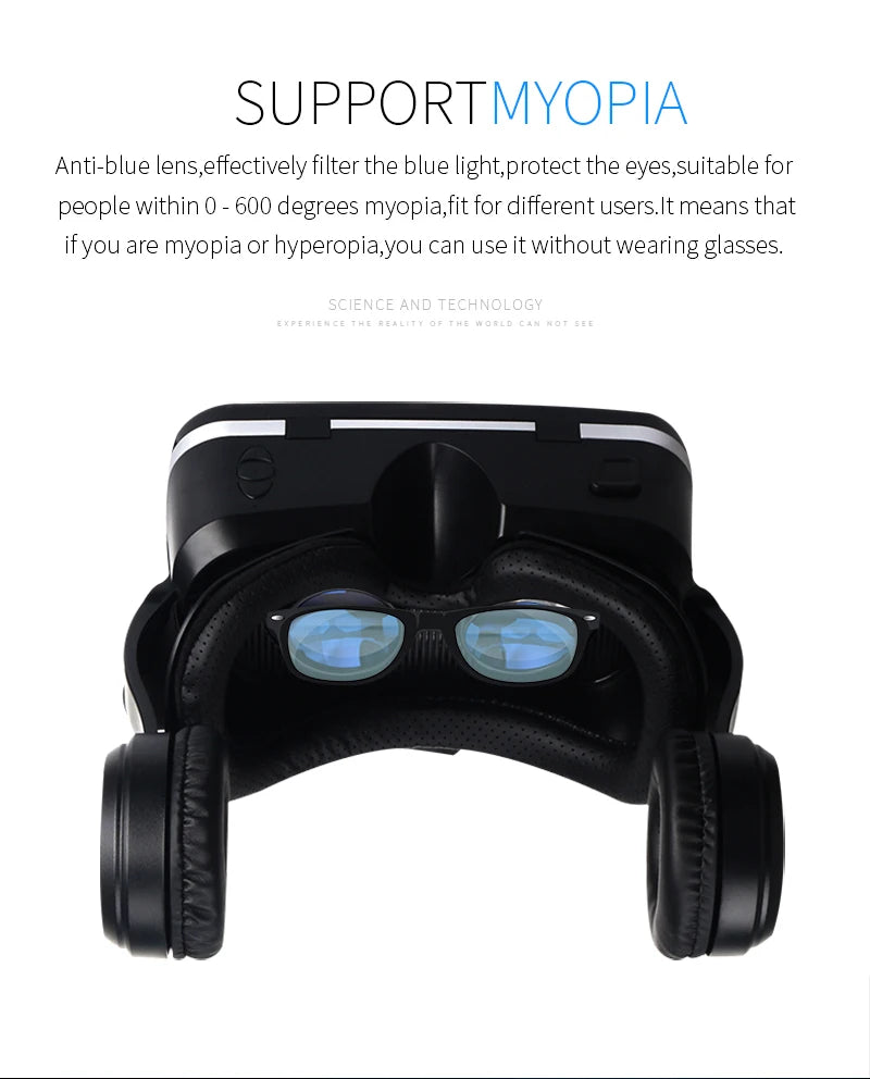 Shinecon Virtual Reality Stereo Helmet Headphone 6.0 VR Version 3D Headset with Remote Control for IOS Android