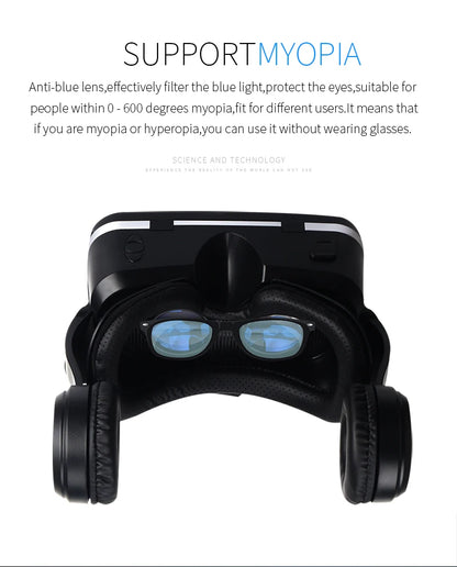 Shinecon Virtual Reality Stereo Helmet Headphone 6.0 VR Version 3D Headset with Remote Control for IOS Android