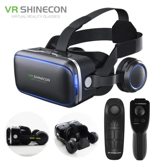Shinecon Virtual Reality Stereo Helmet Headphone 6.0 VR Version 3D Headset with Remote Control for IOS Android