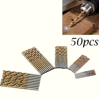 Drill Bit set - suitable for metal and wood 50 Pcs, 1-3mm high carbon steel, round shank spiral groove design, durable woodworking dr