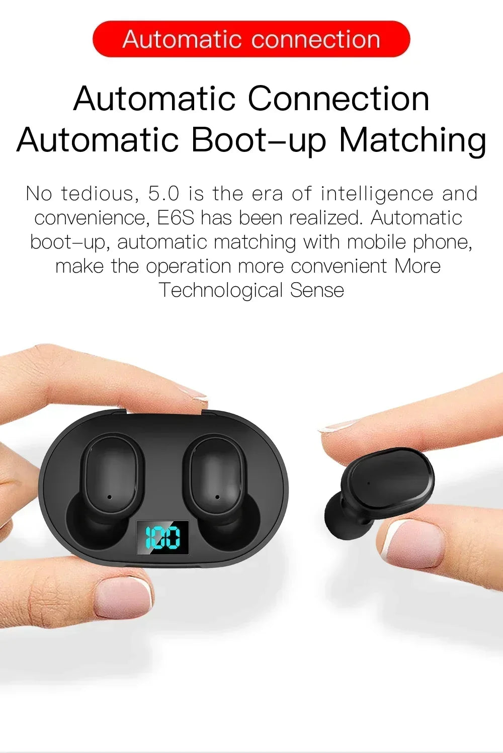 TWS Bluetooth Headset Wireless Earbuds E6S Noise Cancelling Earphones with Microphone Headphones