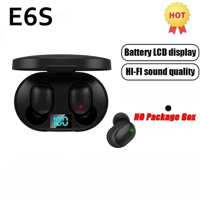 TWS Bluetooth Headset Wireless Earbuds E6S Noise Cancelling Earphones with Microphone Headphones