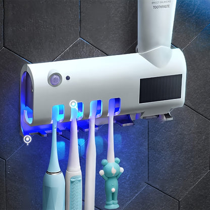 Toothbrush Sanitizer Holder, Intelligent UV With Squeezing Toothpaste Device, Wall Mounted UV Toothbrush Sanitizer Holder, Bathroom Toothbrush Sanitizer, Intelligent Toothbrush Sanitizer father's day gift